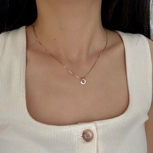 New Solid 14k Gold Authentic Pandora Signature I-D Collier Pendant & Necklace